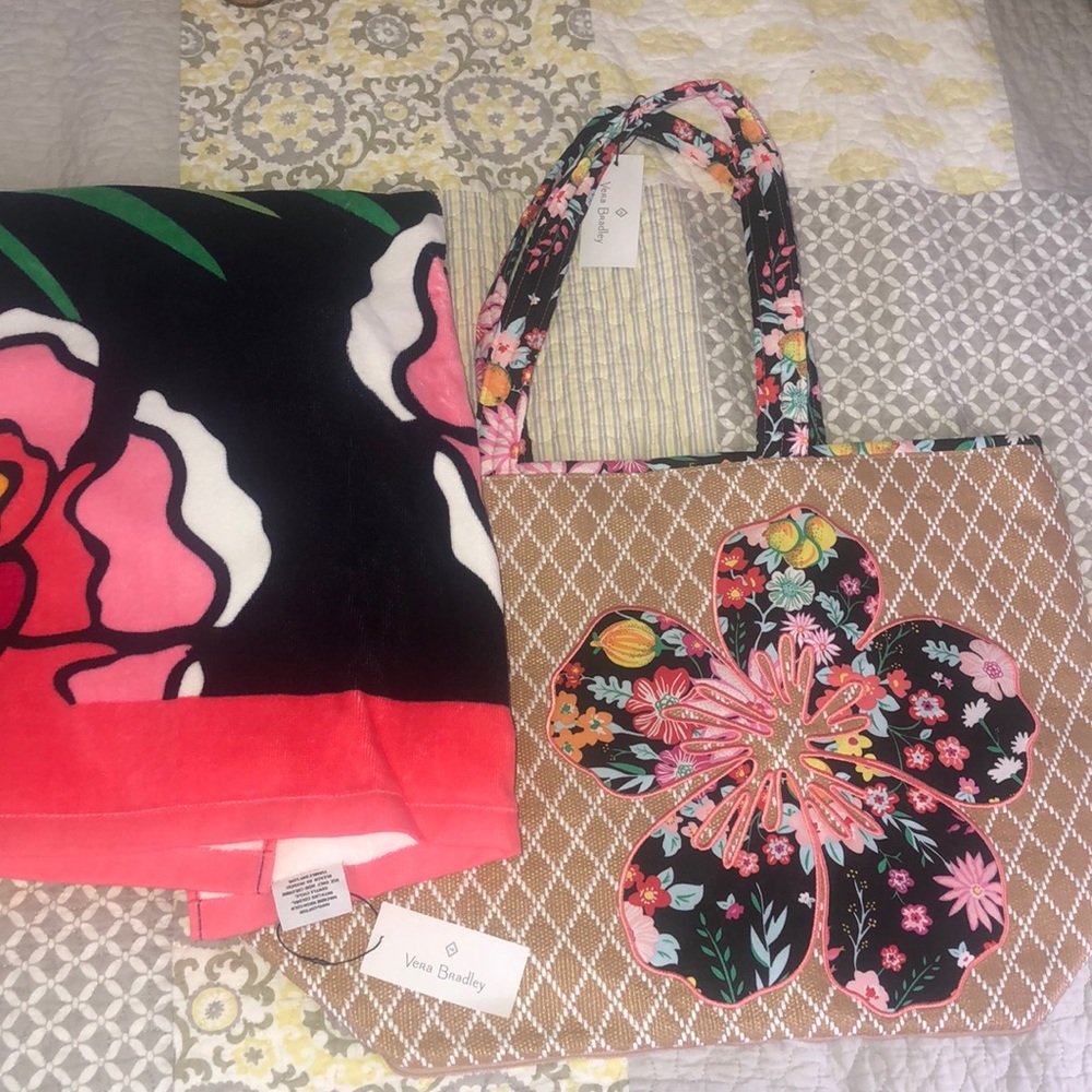Vera Bradley Beach Tote and matching beach towel